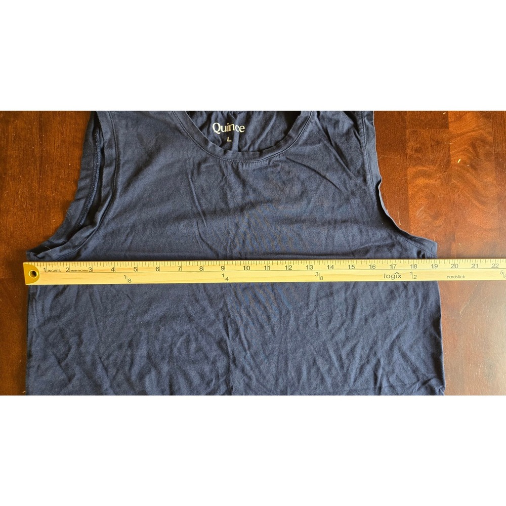 Quince Navy Blue Cotton Modal Muscle Tee Sleeveless Tank Top Large - Picture 5 of 6